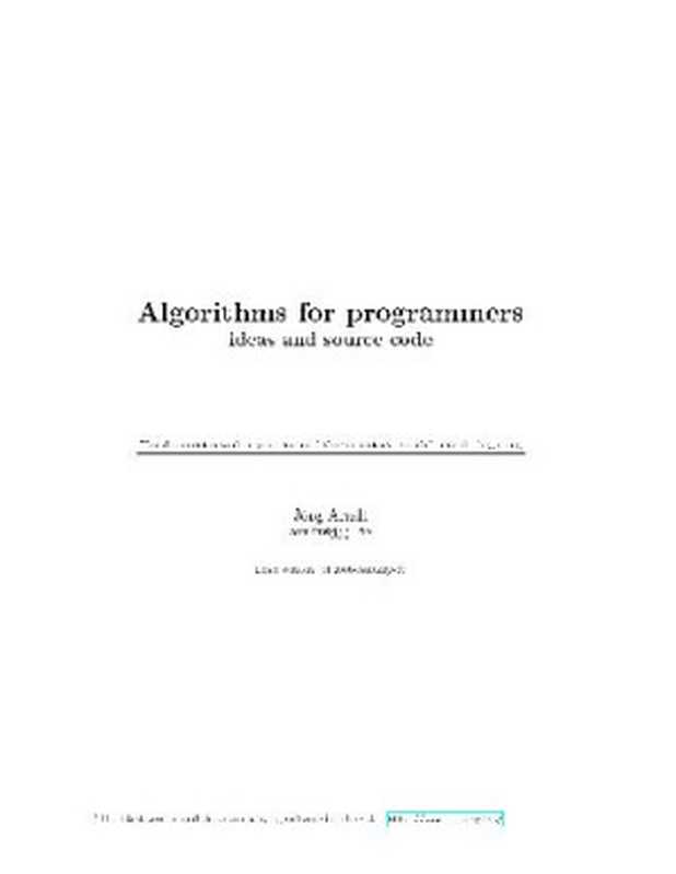 Algorithms for programmers： ideas and source code（Arndt J.）（2008）