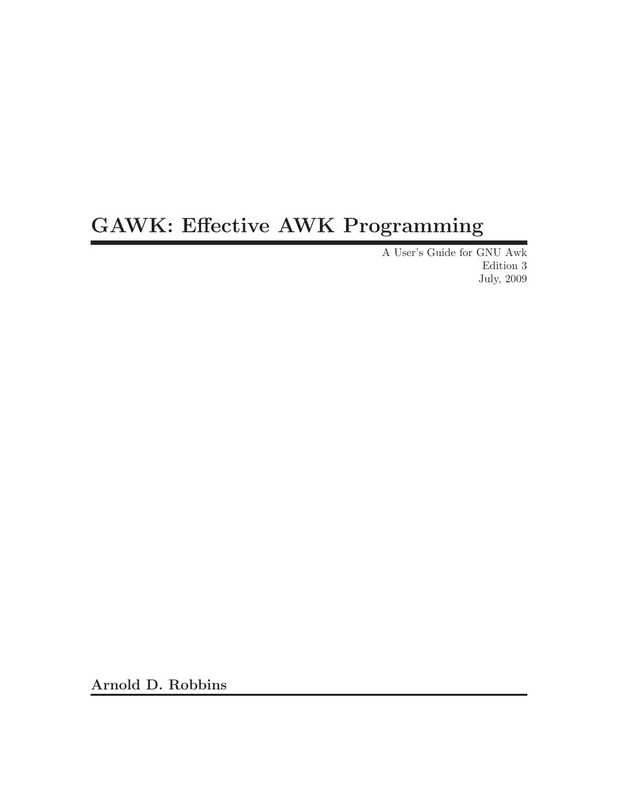 GAWK Effective AWK Programming.2009.英文版