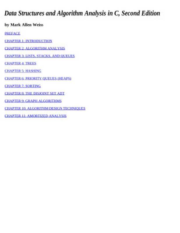 Data Structures and Algorithm Analysis in C， Second Edition（Mark Allen Weiss）（2010）