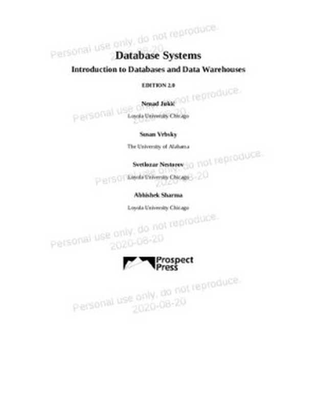 Database Systems： Introduction to Databases and Data Warehouses（Nenad Jukić， Susan Vrbsky， Svetlozar Nestorov， Abhishek Sharma）