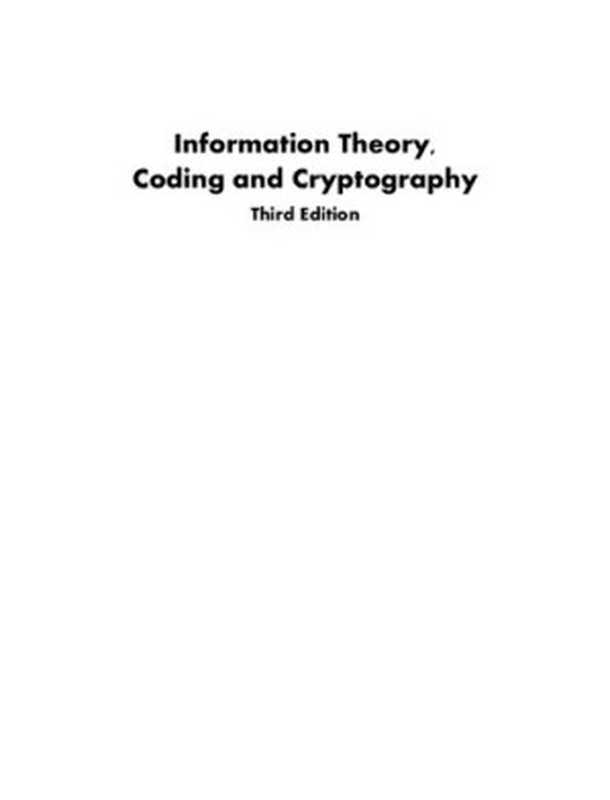 Information Theory Coding And Cryptography（Ranjan Bose）（Mc Graw Hill India 2016）