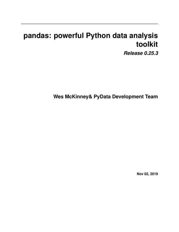 pandas： powerful Python data analysis toolkit（Wes McKinney， PyData Development Team）（2019）