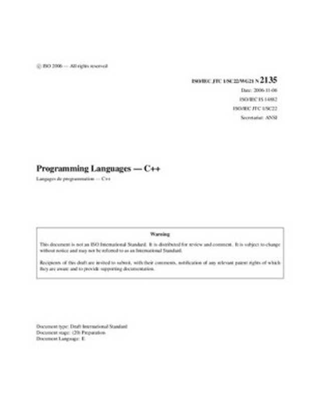 International Standard ISO-IEC 14882： Programming Languages： C++（Various）（2006）