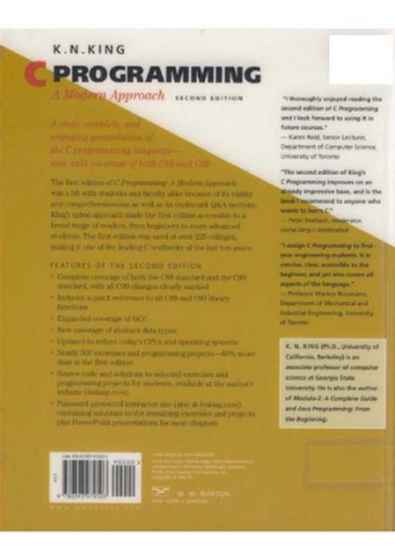 C Programming： A Modern Approach (searchable & with contents)（Kim N. King）（W.W. Norton 2008）