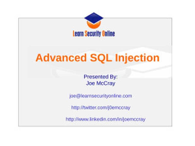 Advanced SQL Injection（Joseph McCray）