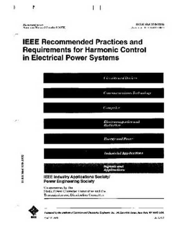 IEEE Std 519-1992 Recommended Practices and Requirements for Harmonic Control in Electrical Power Systems， IEEE Std 519-1992（American National Standards Institute， Ieee Power Engineering Society）（IEEE Standards Office 1993）