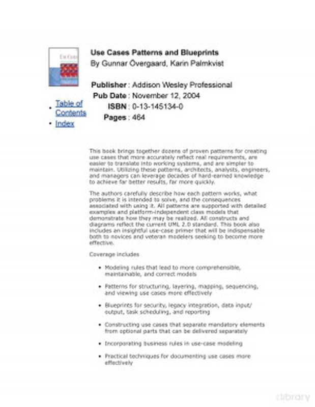 Use Cases Patterns and Blueprints（Gunnar Overgaard， Karin Palmkvist）（Addison Wesley Professional 2004）