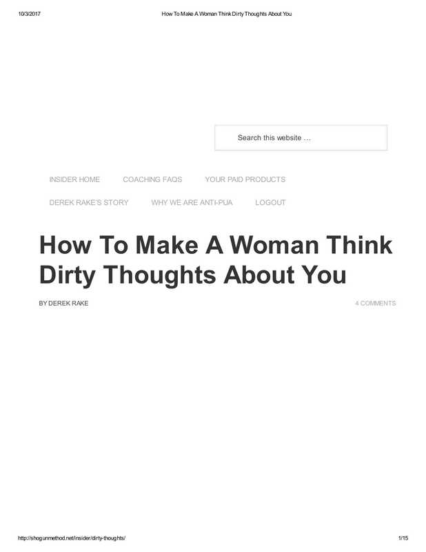 How To Make A Woman Think Dirty Thoughts About You（Derek Rake）