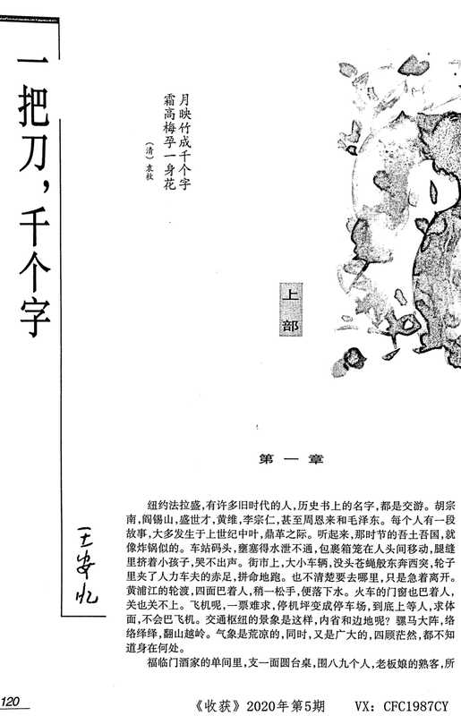 一把刀，千个字（王安忆）（《收获》2020年第5期）