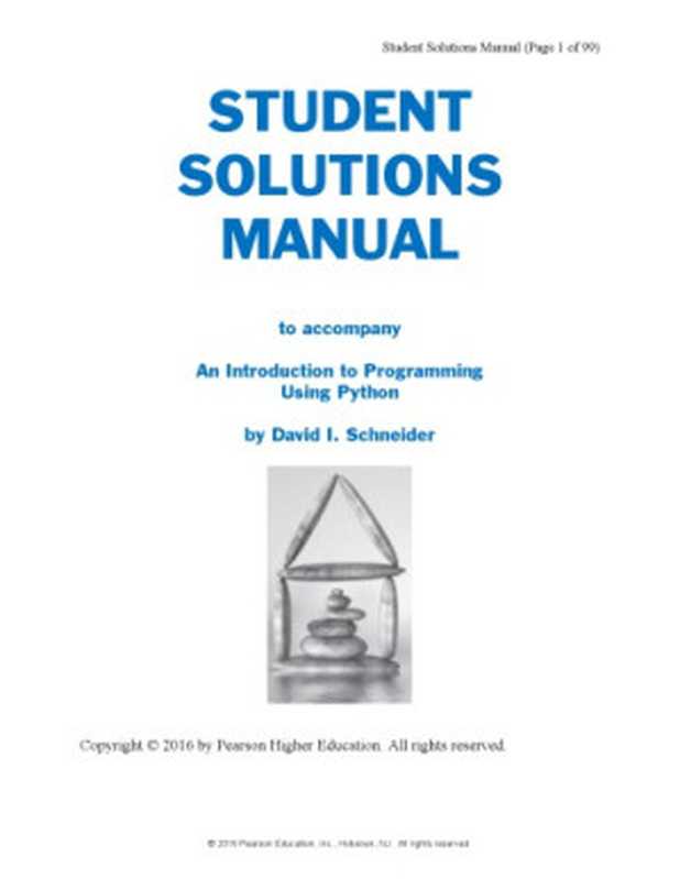 Instructor Solutions Manual for An Introduction to Programming Using Python（David I. Schneider）（Pearson 2016）