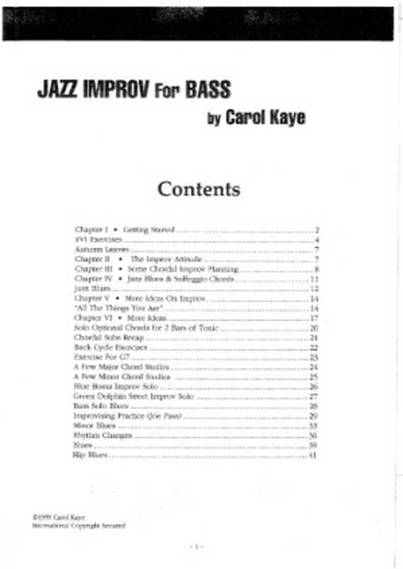 Jazz Improv for Bass（Carol Kaye）（1999）