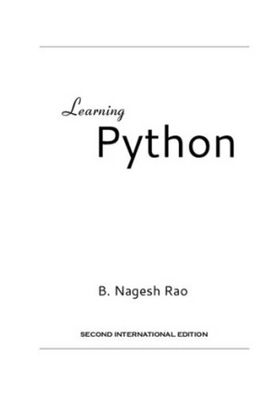 Learning Python（Nagesh Rao）（CyberPlus Infotech 2021）