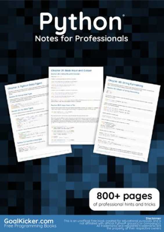 Python® Notes for Professionals book（GoalKicker Books）（GoalKicker Books 2018）