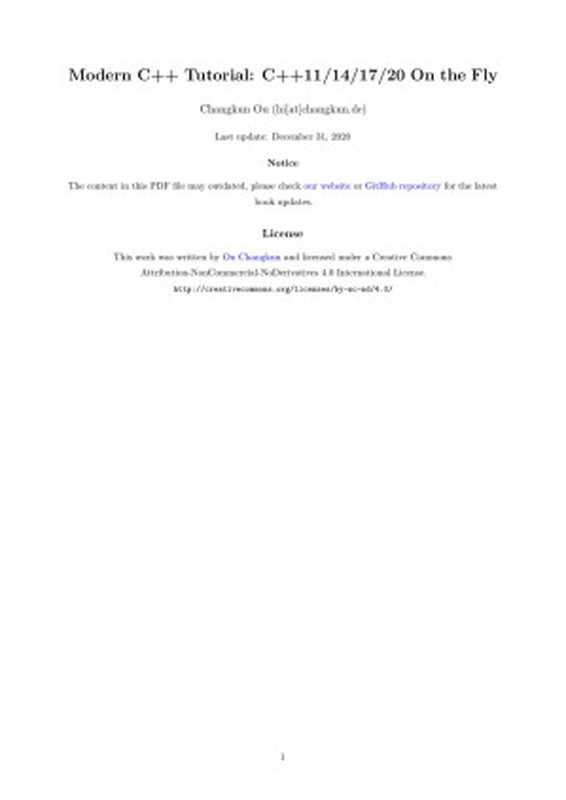 Modern C++ Tutorial： C++11 14 17 20 On the Fly（Changkun Ou ）（https：  changkun.de 2021）
