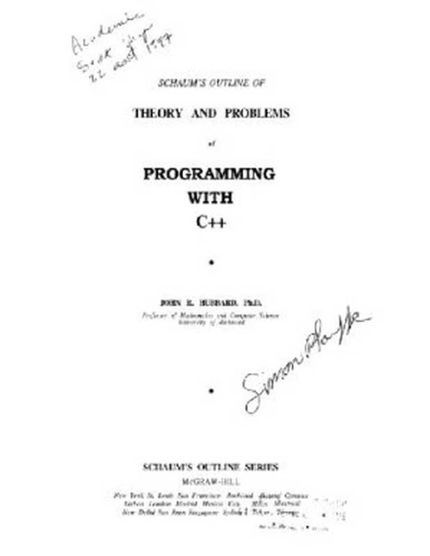 Theory and problems of programming with C++（John R. Hubbard）（McGraw-Hill 2000）