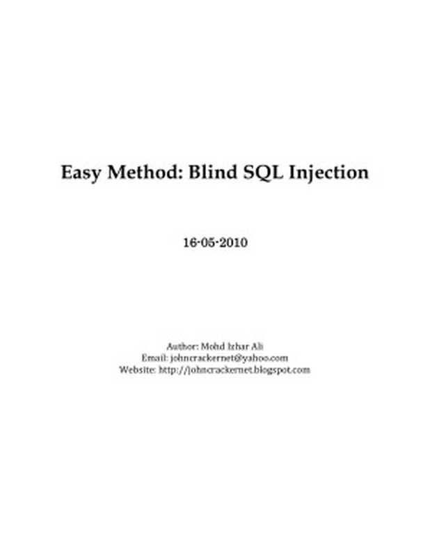 Easy Method： Blind SQL Injection（UNIX）